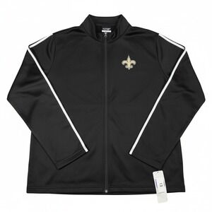 NFL New Orleans Saints Track Jacket Mens Large Black Full Zip Training Coat L